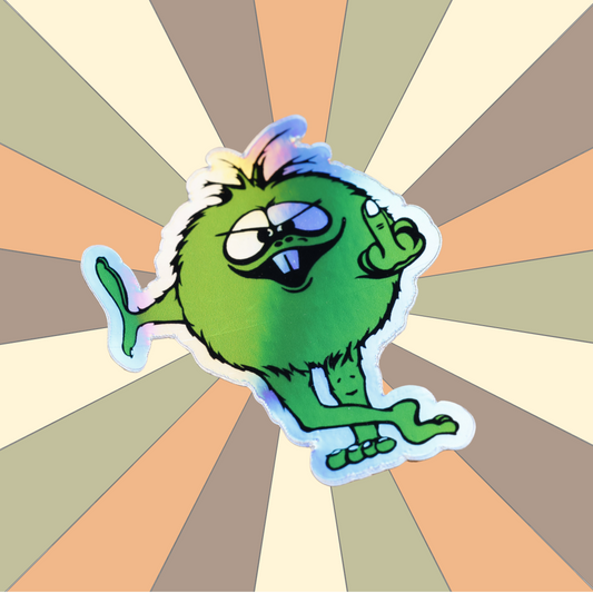 80's BMX Retro Decal and Pin | Green BMX Troll Flips Bird | Pin & Sticker Set - Supercross BMX
